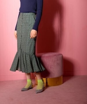 Andemiu スプレットフロントボタンスカート