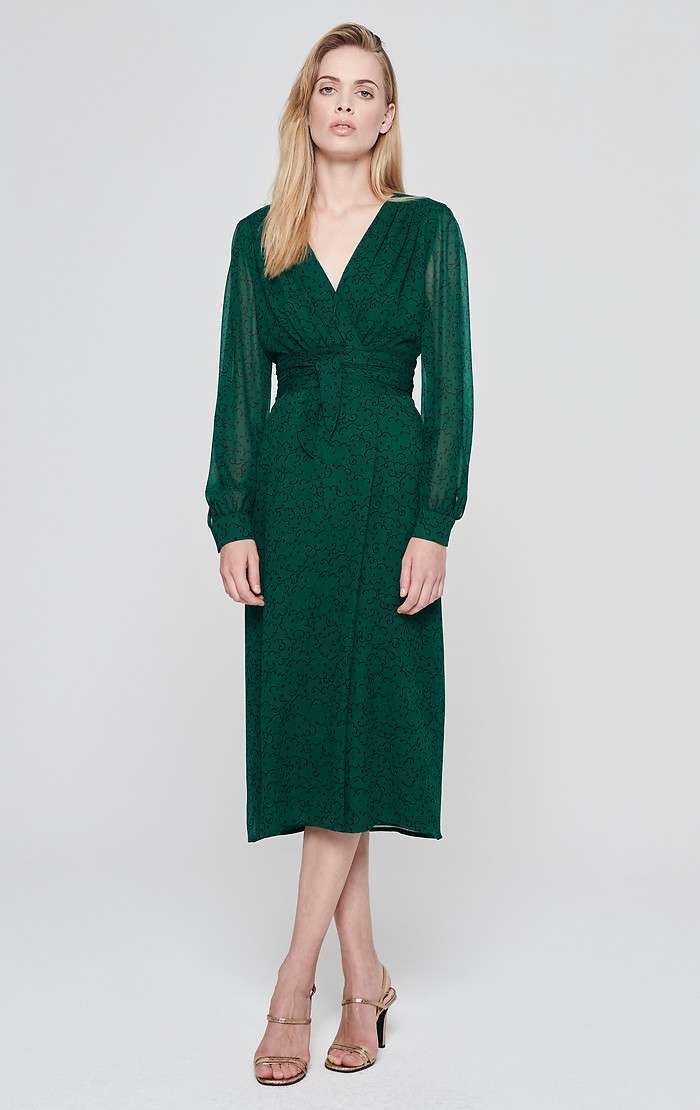 ESCADA PRINTED CHIFFON WRAP DRESS