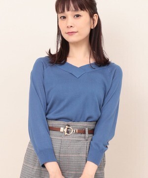 ViS 重ねVネック7分袖プルオーバー
