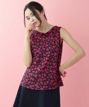 TARA JARMON ハートプリントスリーブレスブラウス IMPORTED