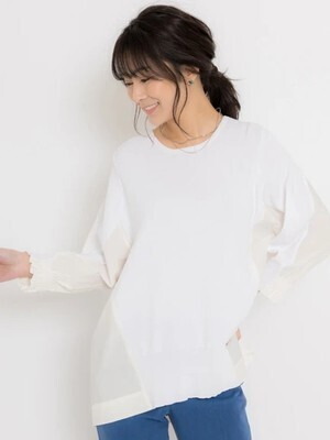 TONAL バック釦ピンタックドッキングニット