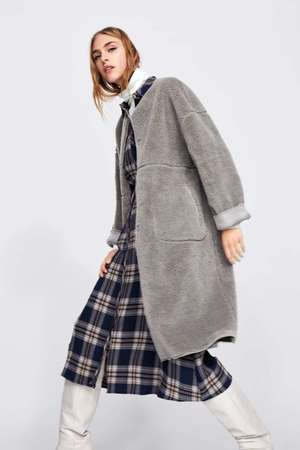 ZARA コントラストテクスチャー入り生地リバーシブルコート