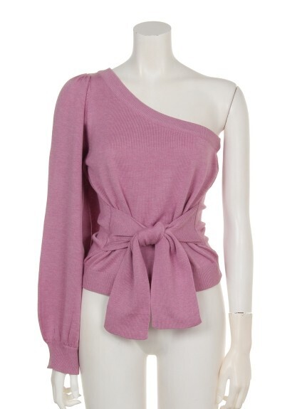 Honey mi Honey waist ribbon oneshoulder knit