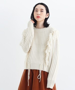 merlot フリンジニットプルオーバー