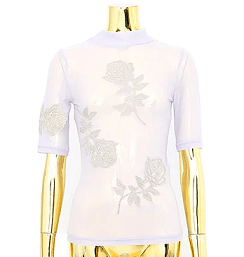 Nφdress Rose Emboss Printed See-through Top