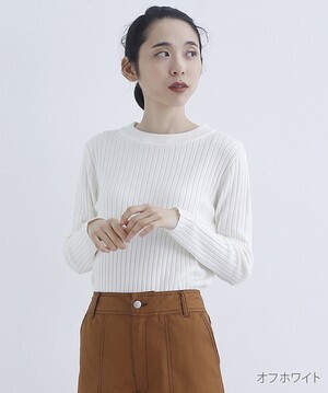 merlot クルーネックリブニットトップス