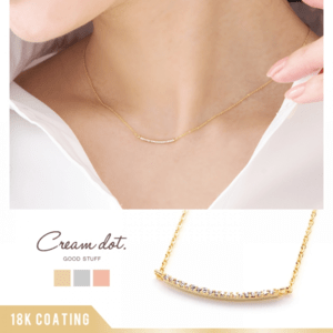 cream dot 極小ビジューのバーネックレス