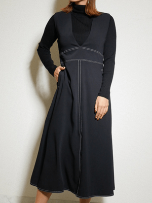 LADYMADE BACKベルトロングスリットフレアワンピース