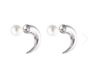 TASAKI REFINED REBELLION HORN’ AKOYA PEARL CLAW EARRINGS