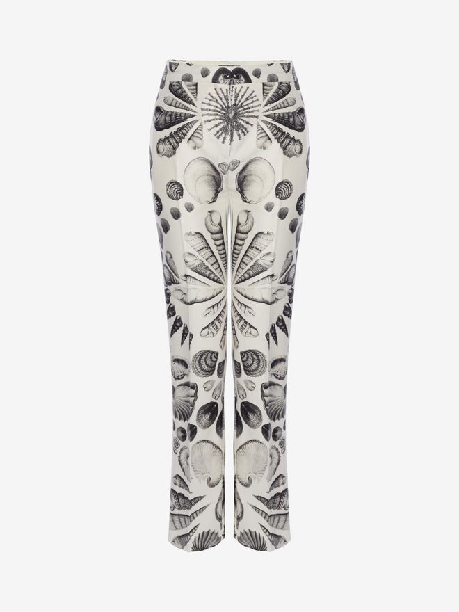Alexander McQueen CABINET OF SHELLS" WOOL SILK KICKBACK TROUSER"
