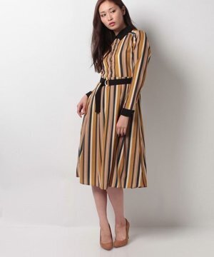 SPIGA バイカラーストライプシャツワンピース