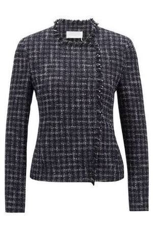 BOSS Relaxed-fit Italian tweed jacket with frayed edges