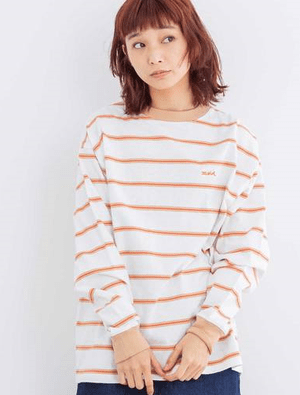 X-girl STRIPED L/S TEE