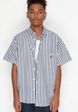 NUMBER (N)INE STRIPE BIG SHOULDER SHORT SLEEVE SHIRT