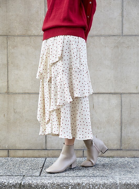 COEL Dot Print Asymmetry Skirt