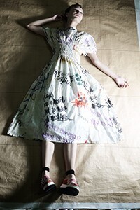 LIMI feu graffiti print waist gather dress