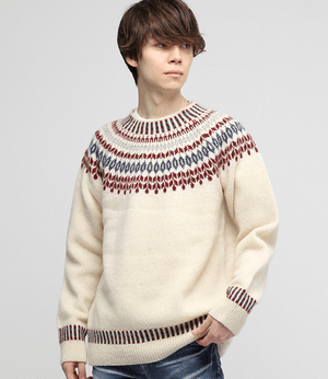 VANQUISH Shetland wool ノルディッククルーネックセーター