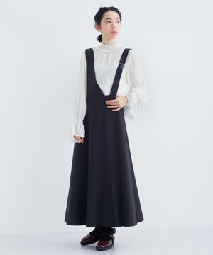 merlot plus アシンメトリーデザインストラップジャンパースカート
