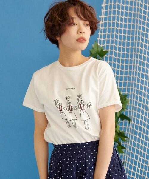 PAR ICI ALOHAプリント Tシャツ