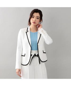 GUILD PRIME 麻調ホワイトパイピングジャケット