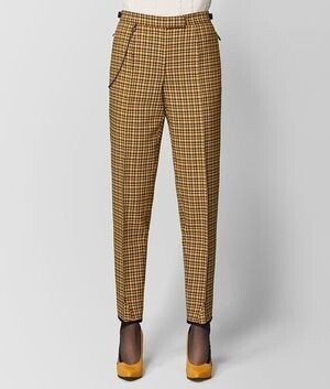 Bottega Veneta ダークキャメル マスタード ウール パンツ