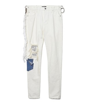 CHRISTIAN DADA Fringe Damaged Skinny Denim Trousers