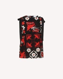 RED VALENTINO シルク トップス デコレーション・テラスプリント レースディテール