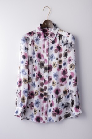 DAKS E/ｻﾃﾝ WATER FLORAL プリントブラウス