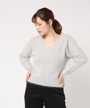 rienda Angora nylon ルーズVニットTOP