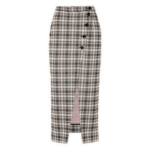 Alexa Chung チェック ハイウエストスリット入りラップスカート