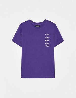 Bershka T-shirt with ’GIRLS’ embroidery