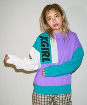 X-girl MULTI COLOR SWEAT TOP