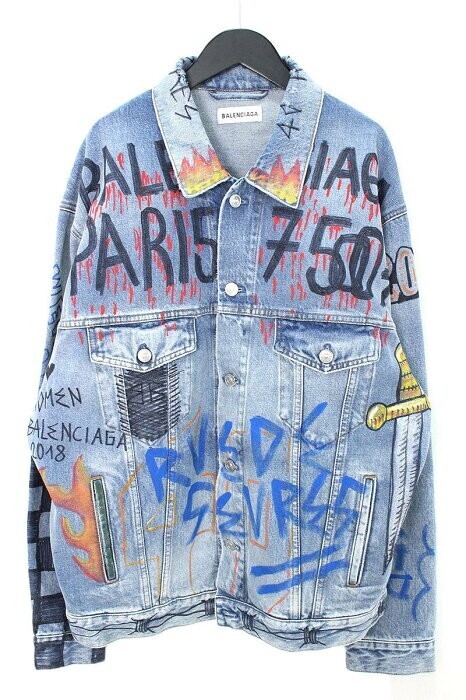 BALENCIAGA グラフィティデザインオーバーサイズデニムジャケット