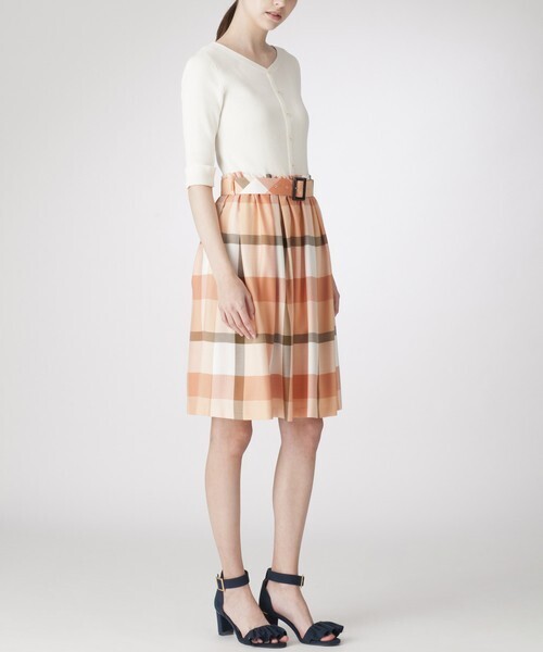 BLUE LABEL CRESTBRIDGE クレストブリッジチェックエアリーツイル 2WAYニットコンビドレス