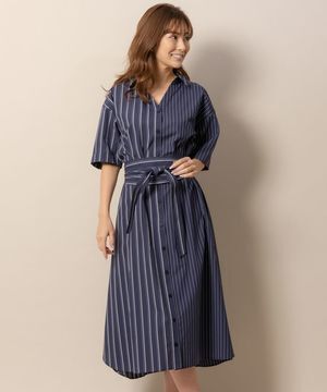TONAL アシメストライプシャツワンピース