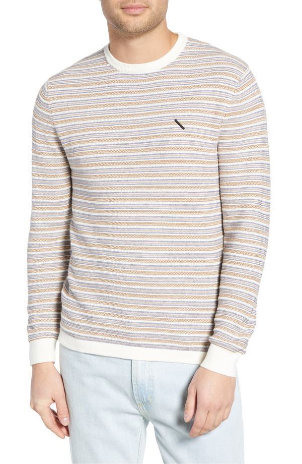 SATURDAYS NEW YORK CITY Stripe Crewneck Sweater White