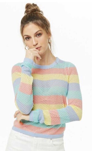 FOREVER21 メッシュボーダーセーター
