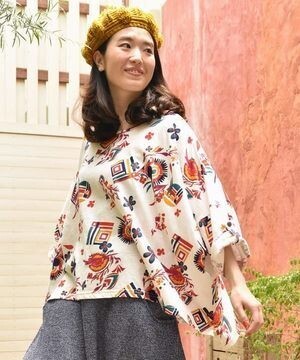 チャイハネ yul ピーコックフラワーカットソートップス
