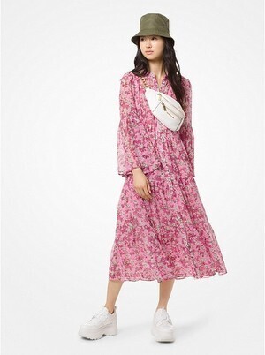 MICHAEL MICHAEL KORS Floral Chiffon Tiered Dress