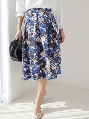 LADYMADE アートフラワーランダムタックスカート
