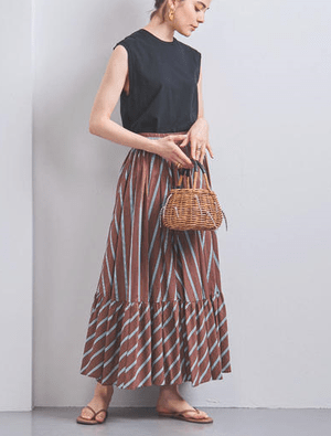 UNITED ARROWS UWCS ストライプ ティアード マキシスカート