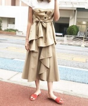Arumlily コットンギャバフリルスカート