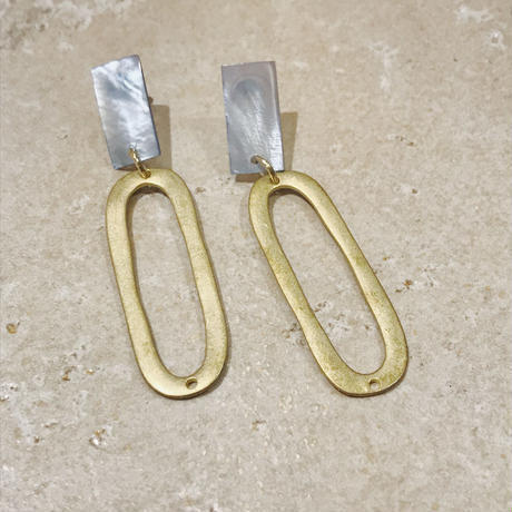 cujacu shell & gold long pierced / earring