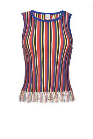 PINKO マルチカラーストライプ トップ フレイドヘム