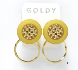 GOLDY 1180701 E アンティーク ボタン フープ ピアス イエロー