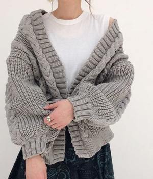 ADAM ET ROPE’ ライトケーブルボリュームカーディガン