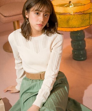 Andemiu スカシビスチェニットロングスリーブ