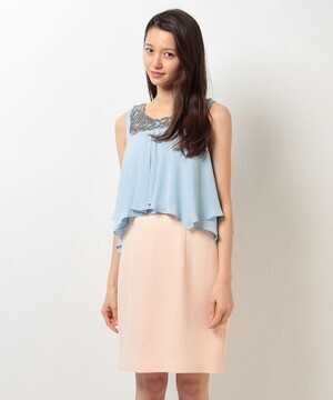GRACE CONTINENTAL レイヤード配色ワンピース