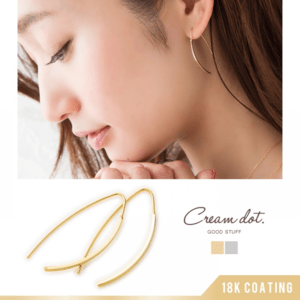 cream dot カーブバーフックピアス
