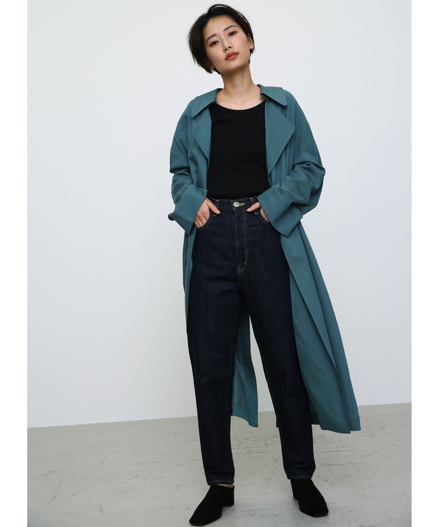 BLACK BY MOUSSY drape trench coat